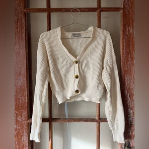 Urban Outfitters Cropped Cream Cardigan